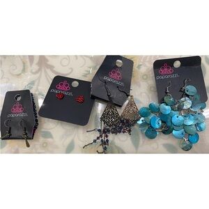 Paparazzi Vibrant Red Valentines Day heart earrings Blue Earrings Set (2 more)